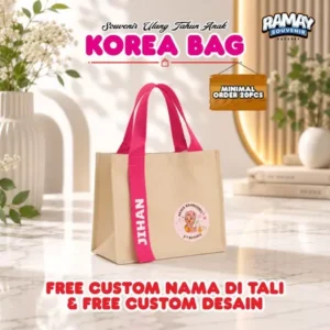 TAS KOREA CUSTOM UK. 25x13x20 MURAH/TAS ULTAH/SOUVENIR ULTAH/GOODIE BAG ULTAH